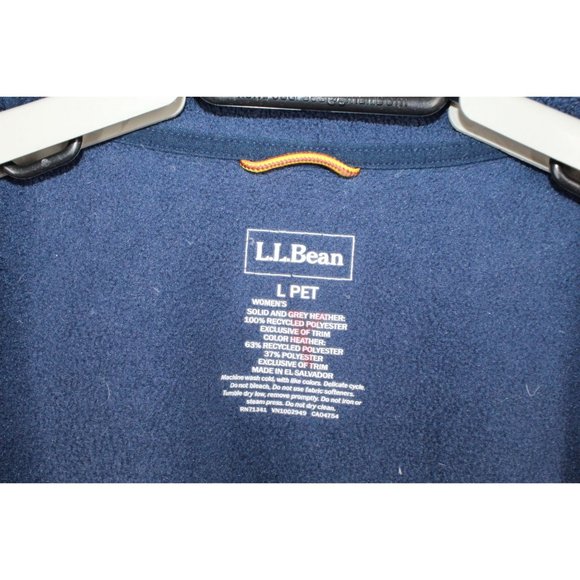 LL Bean Navy Polyester Smooth Rugged Sweater Fleece Full-Zip Jacket L Pet - Picture 4 of 9